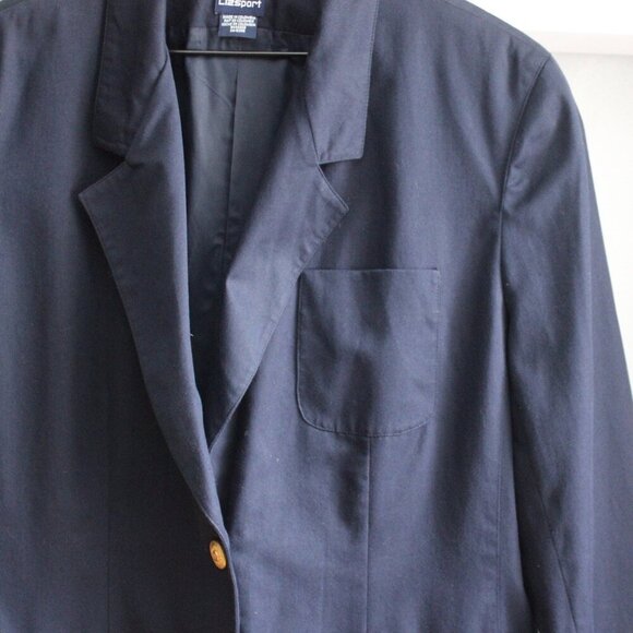 Liz Claiborne Women's VTG Navy Blue Two Button Gold Sport Jacket Blazer Size 12 - Picture 7 of 8